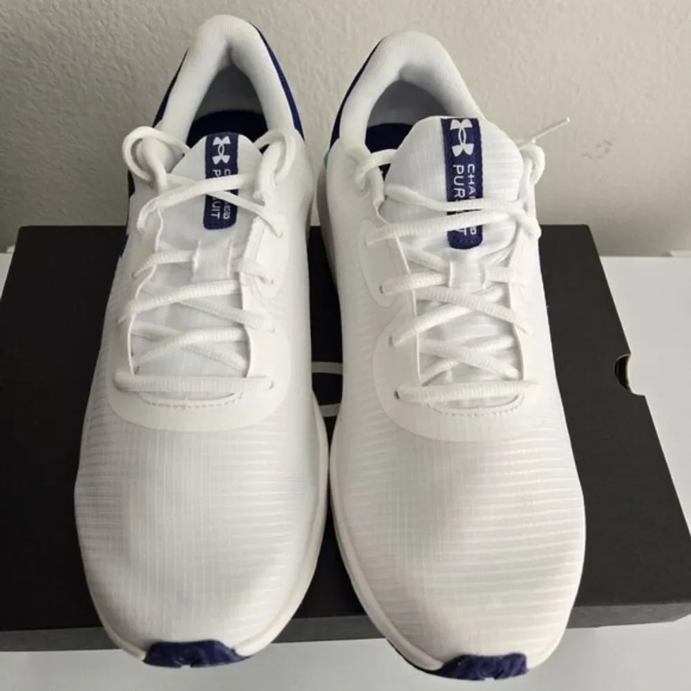 Under ARMOUR Charged Pursuit 3 TECH Men's Size 11.5 White Blue Gym Running Train